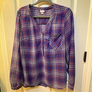 Merona Sheer Plaid Long Sleeve Top